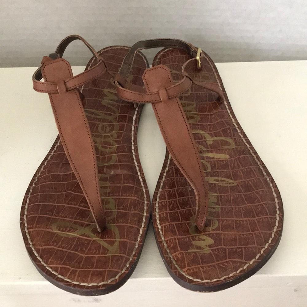 Sam Edelman “Gigi” Flat Brown Strappy Sandals